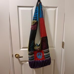 Large Peace Hippie Messenger Bag